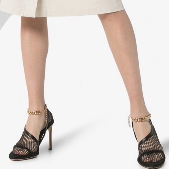 ONE DAY SALE! Bottega Veneta Women's Stretch Chunky Chain Pumps Mesh Leather NWB - Picture 2 of 8